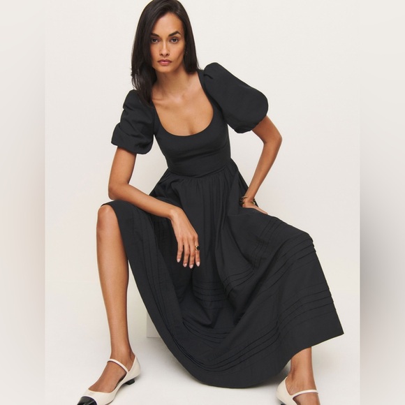 Reformation Everlyn Puff Sleeve Stretch Organic Cotton Maxi Dress - Picture 7 of 7